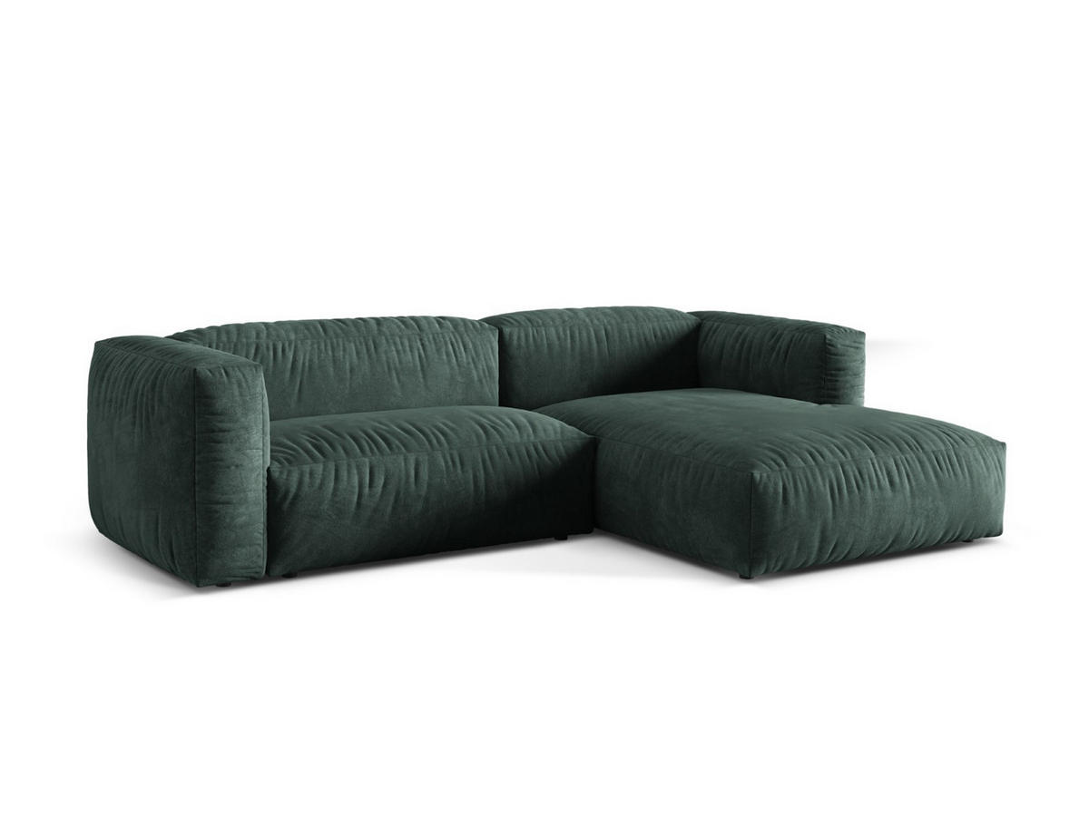 ECKSOFA modular rechts Martina aus Samt petrol 2 Sitzplätze - Salbeigrün, Textil (176/283cm) - Micadoni