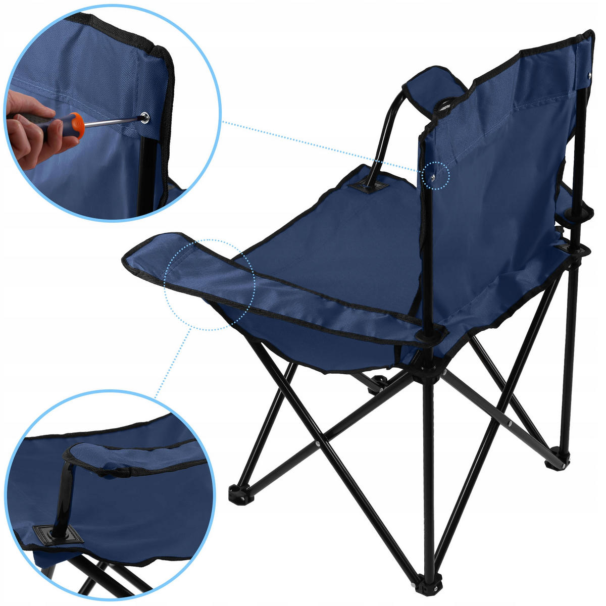 Klappstuhl 82 x 46 cm Blau - Blau, Metall (46/82cm) - KADAX