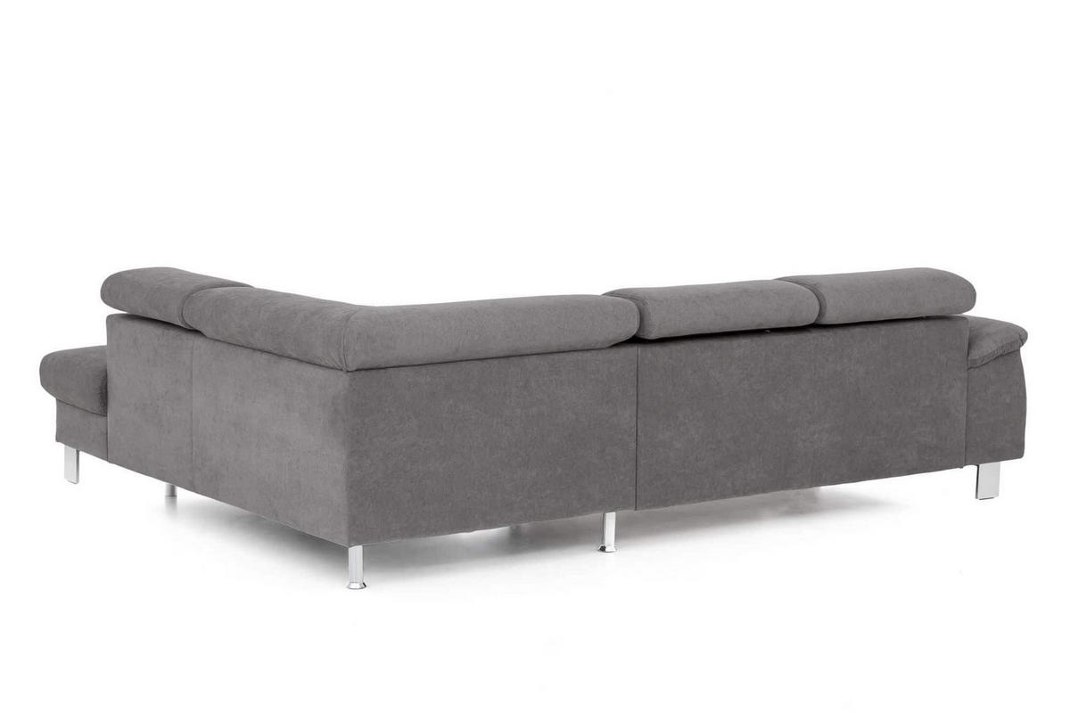ECKSOFA mit Schlaffunktion und Bettkasten - Chromfarben/Grau, Holz/Textil (207/249cm) - Cotta