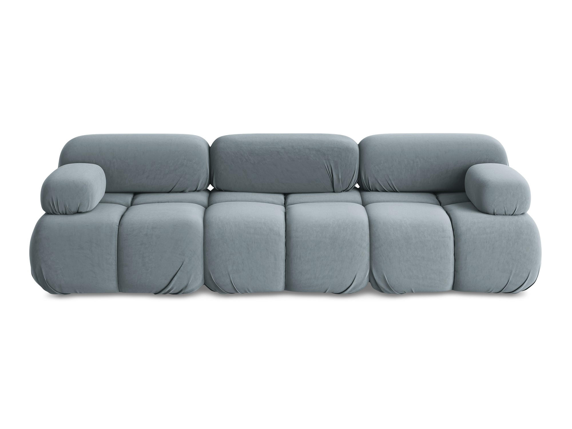 3-SITZER SOFA Samt Stoff Blau - Blau/Schwarz, Kunststoff/Textil (285/70/96cm) - Makamii