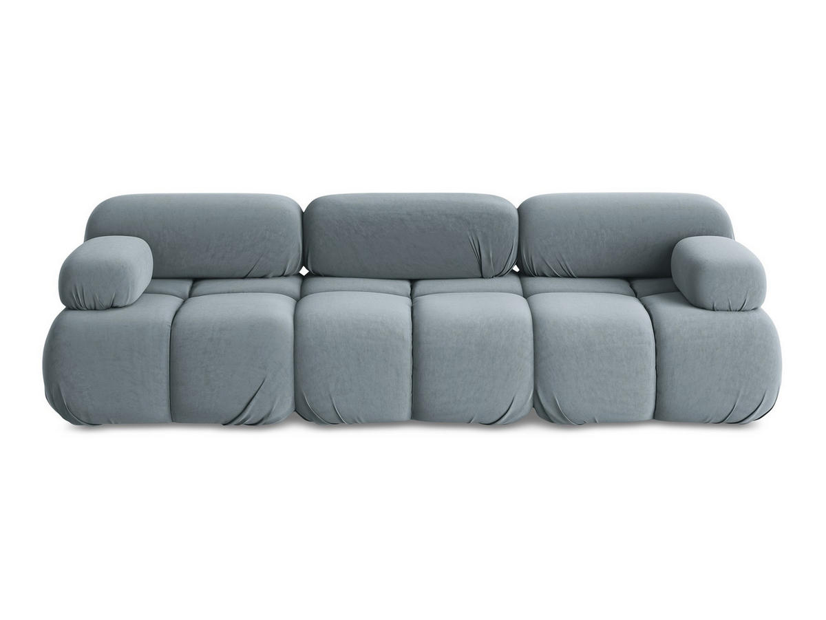 3-SITZER SOFA Samt Stoff Blau - Blau/Schwarz, Kunststoff/Textil (285/70/96cm) - Makamii
