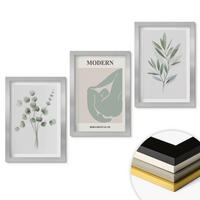 WANDBILDER 3er Set - 20x30 cm Silberner Rahmen - Pflanzenmotive in Grün - Silberfarben, Kunststoff (20/30cm) - ArtPrintCave