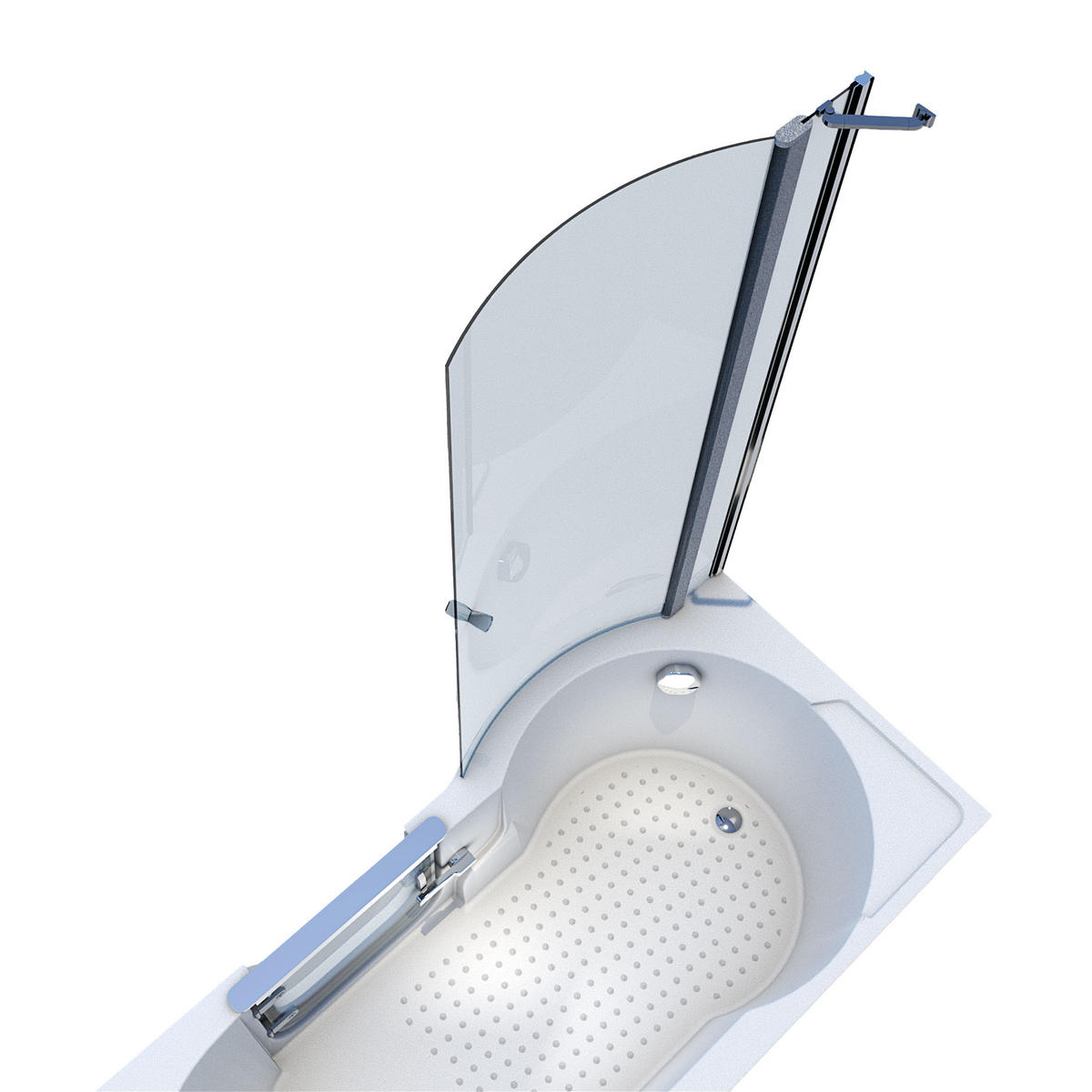 SENIORENDUSCHE Sitzwanne mit Tür S12D-R-EC 85x170 cm - Weiß, Glas/Kunststoff (85/170/200cm) - AcquaVapore by Sandra Jentho