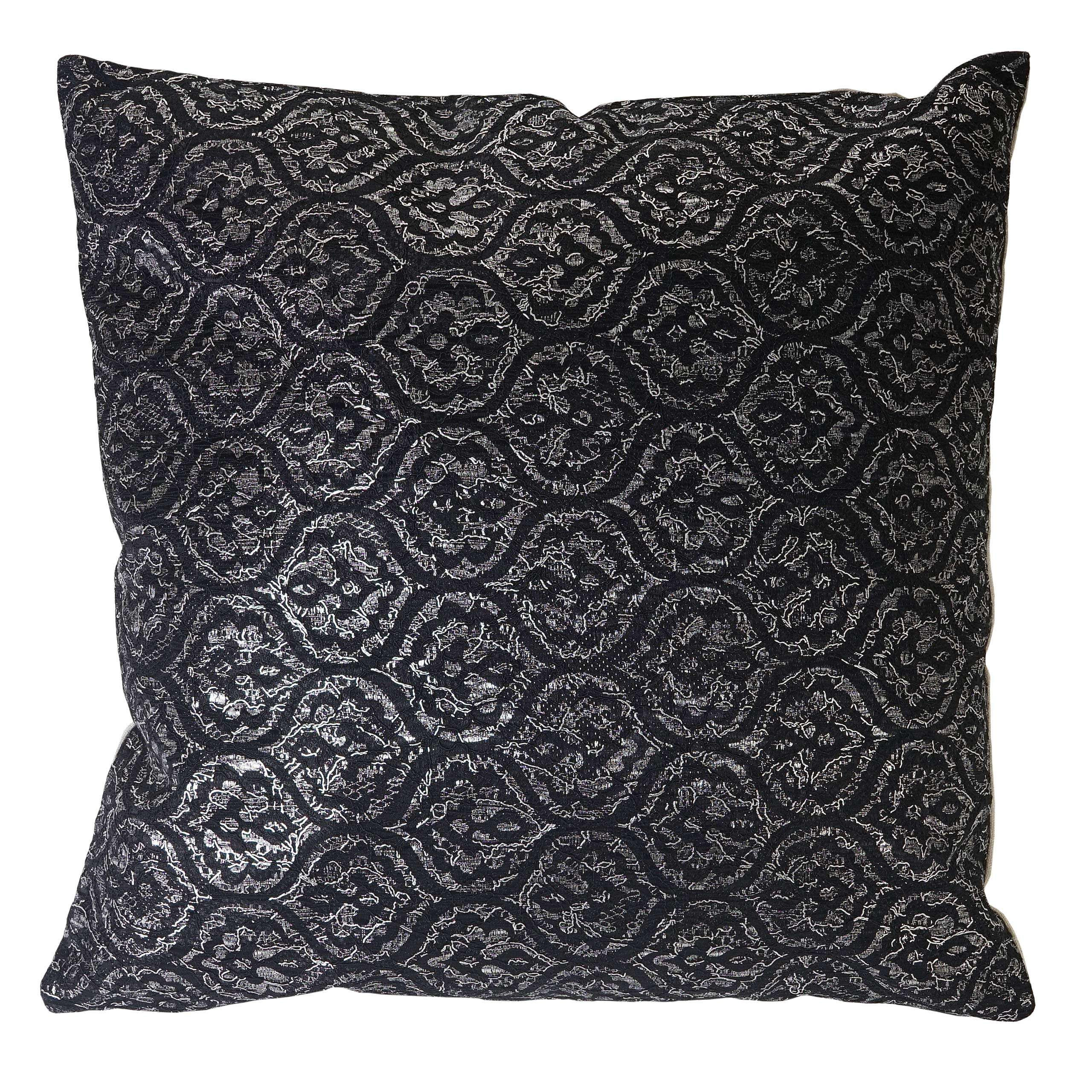 DEKO-KISSEN BAROCK Schwarz, Silber - Silberfarben/Schwarz, Textil (12/45/45cm) - MCW