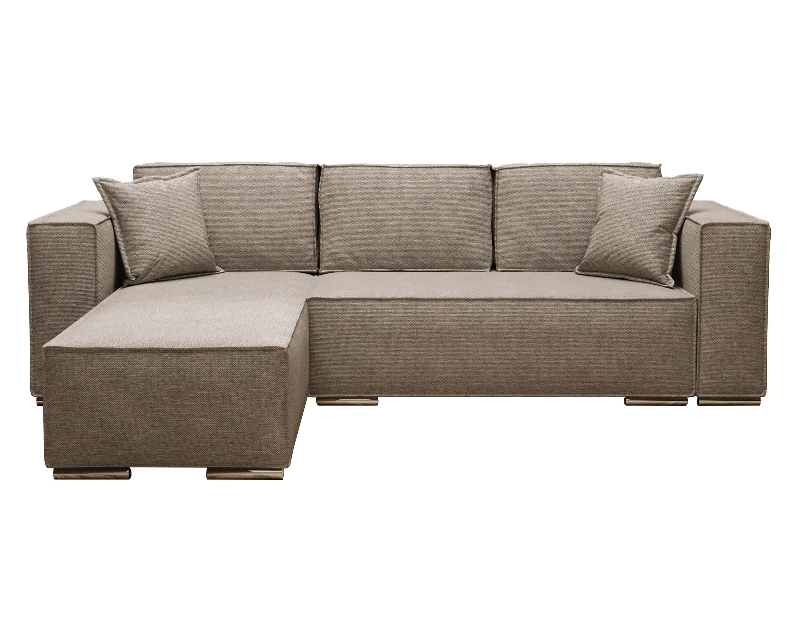 ECKSOFA L Form Vinoria Beige 255/180/82 cm Links mit Schlaffunktion - Chromfarben/Beige, Textil/Metall (180/255cm) - AX Living
