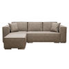 ECKSOFA L Form Vinoria Beige 255/180/82 cm Links mit Schlaffunktion - Chromfarben/Beige, Textil/Metall (180/255cm) - AX Living