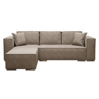 ECKSOFA L Form Vinoria Beige 255/180/82 cm Links mit Schlaffunktion - Chromfarben/Beige, Textil/Metall (180/255cm) - AX Living