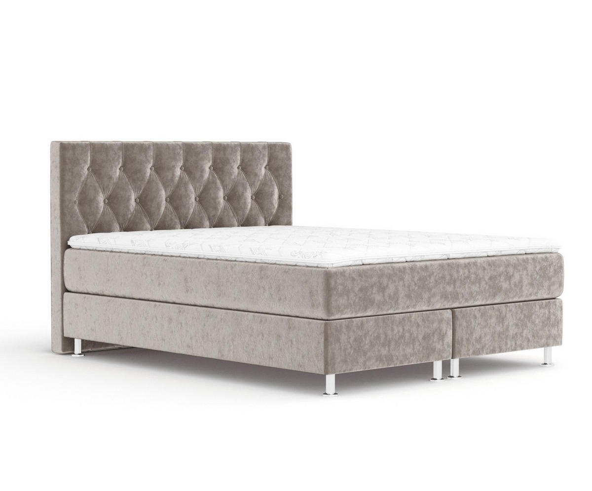 BOXSPRINGBETT Excelsior Taupe 180/200 cm mit Latex-Topper - Taupe/Silberfarben, Holz/Holzwerkstoff (180/200cm) - Maison de Reve