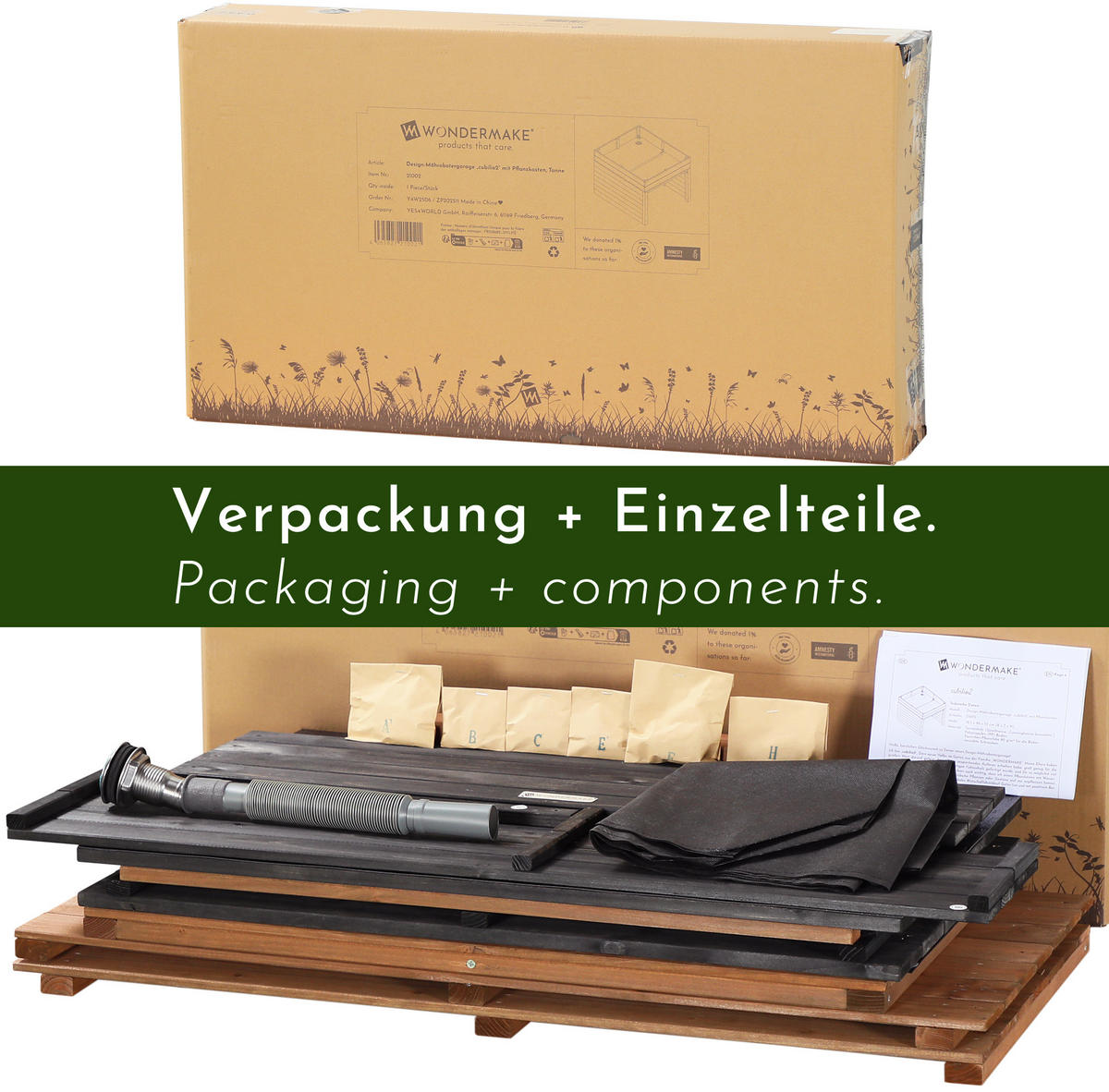 MÄHROBOTERGARAGE cubilio2 - Braun, Holz (78.5/80/96cm) - WONDERMAKE