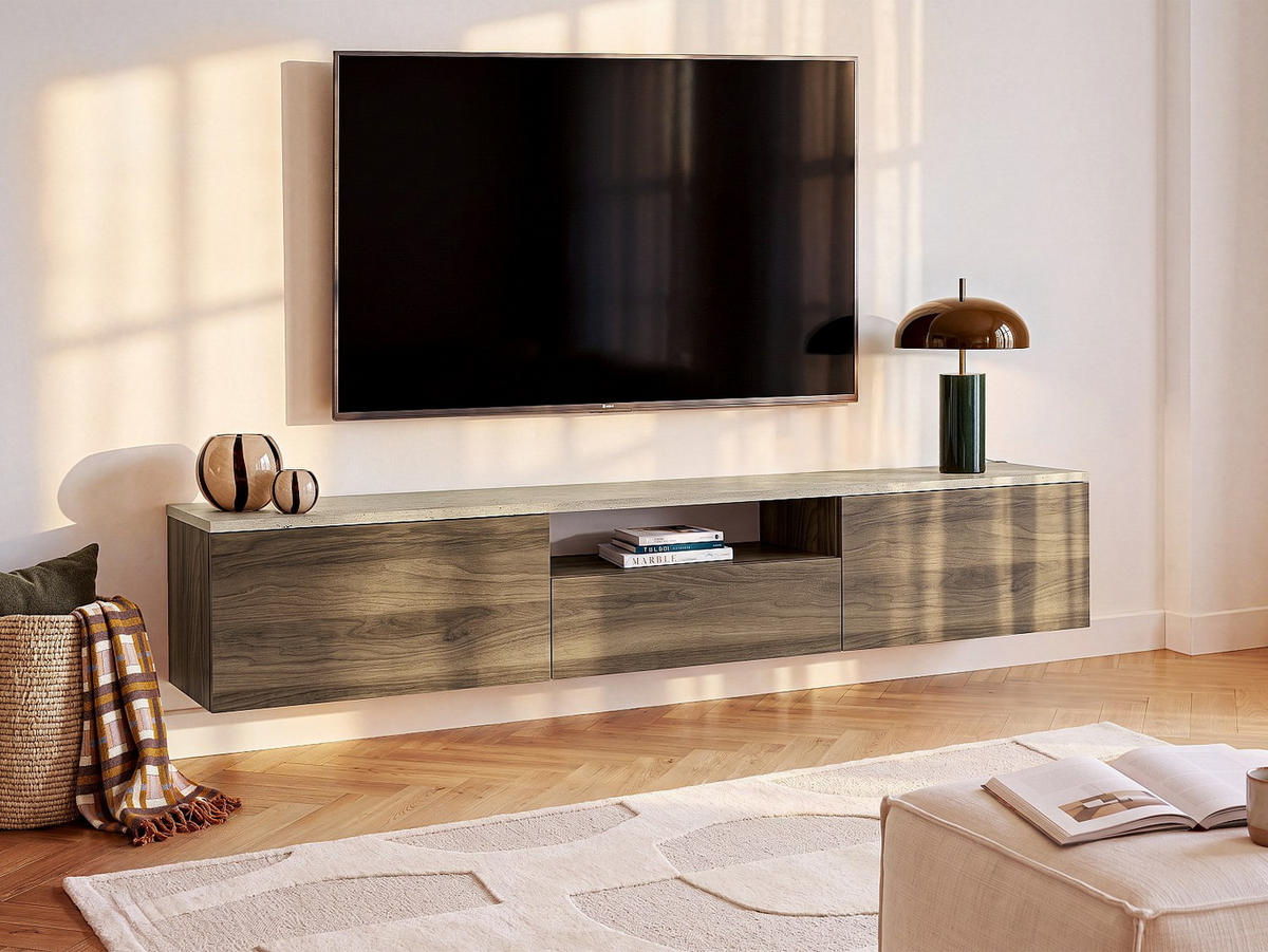 TV-HÄNGESCHRANK - 180 cm x 29.5 cm - holz - naturfarben dunkel, beige Lotula - Beige/Naturfarben, Holz (180/31.3/29.5cm) - Vente-Unique