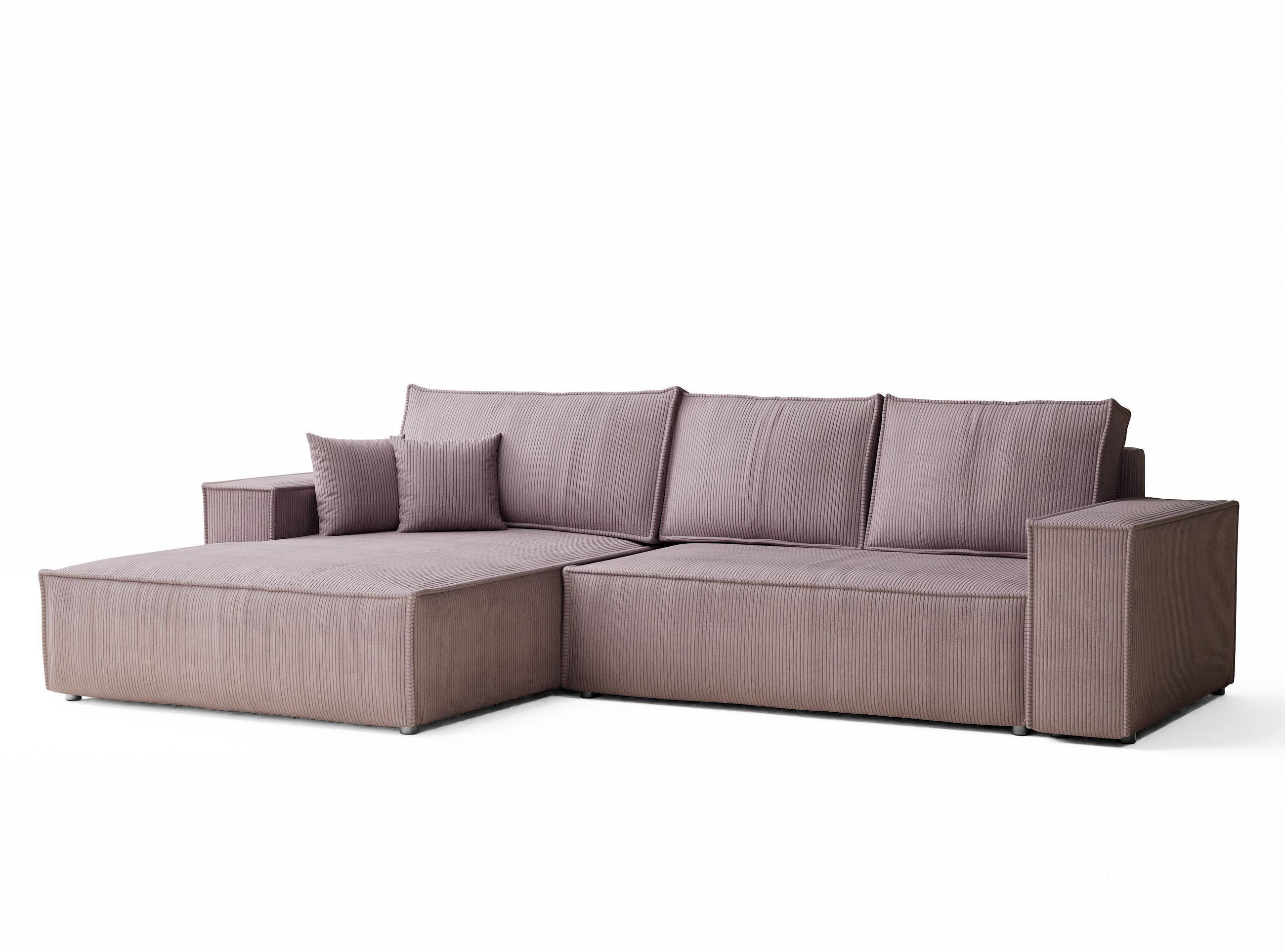 ECKSOFA MIT SCHLAFFUNKTION Maze Lila Samtstoff - Lila/Schwarz, Holz/Holzwerkstoff (294/185cm) - Maison de Reve