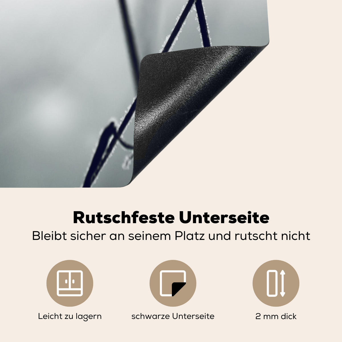 HERDABDECKPLATTE Blumen - Winter - Schnee - Natur Induktionsmatte 78x78 cm - Grau, Kunststoff (78/78/0.2cm) - MuchoWow