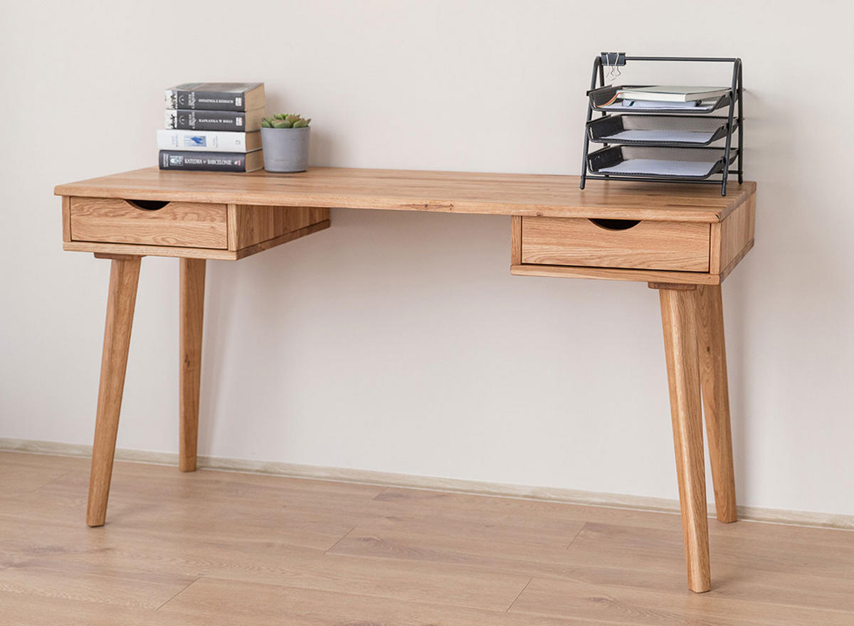 SCHREIBTISCH Simona Eiche Natur 138 / 55 / 75cm - Eichefarben, Holz (55/138/75cm) - Feldmann-Wohnen