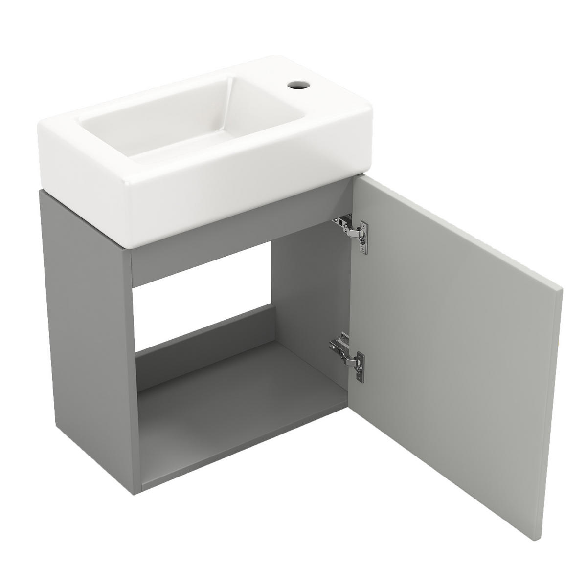 WASCHTISCHUNTERSCHRANK mit Keramikbecken 46 cm Grau/Weiß - Grau, Holzwerkstoff (26/56/46cm) - Beauniv