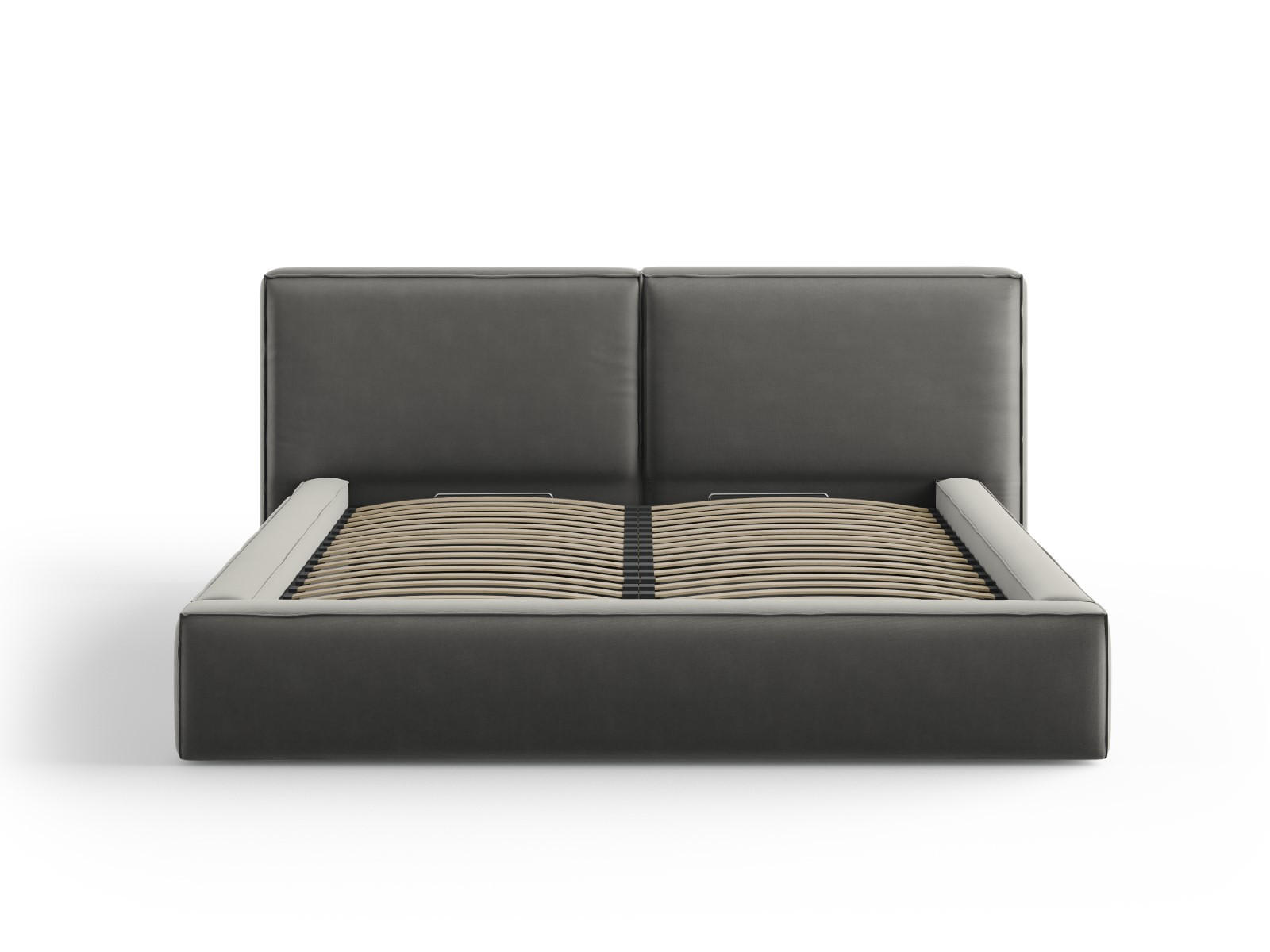 BETT mit Bettkasten und Kopfteil Jodie aus Samt hellgrau 180x200cm - Hellgrau, Textil (180/200cm) - Micadoni