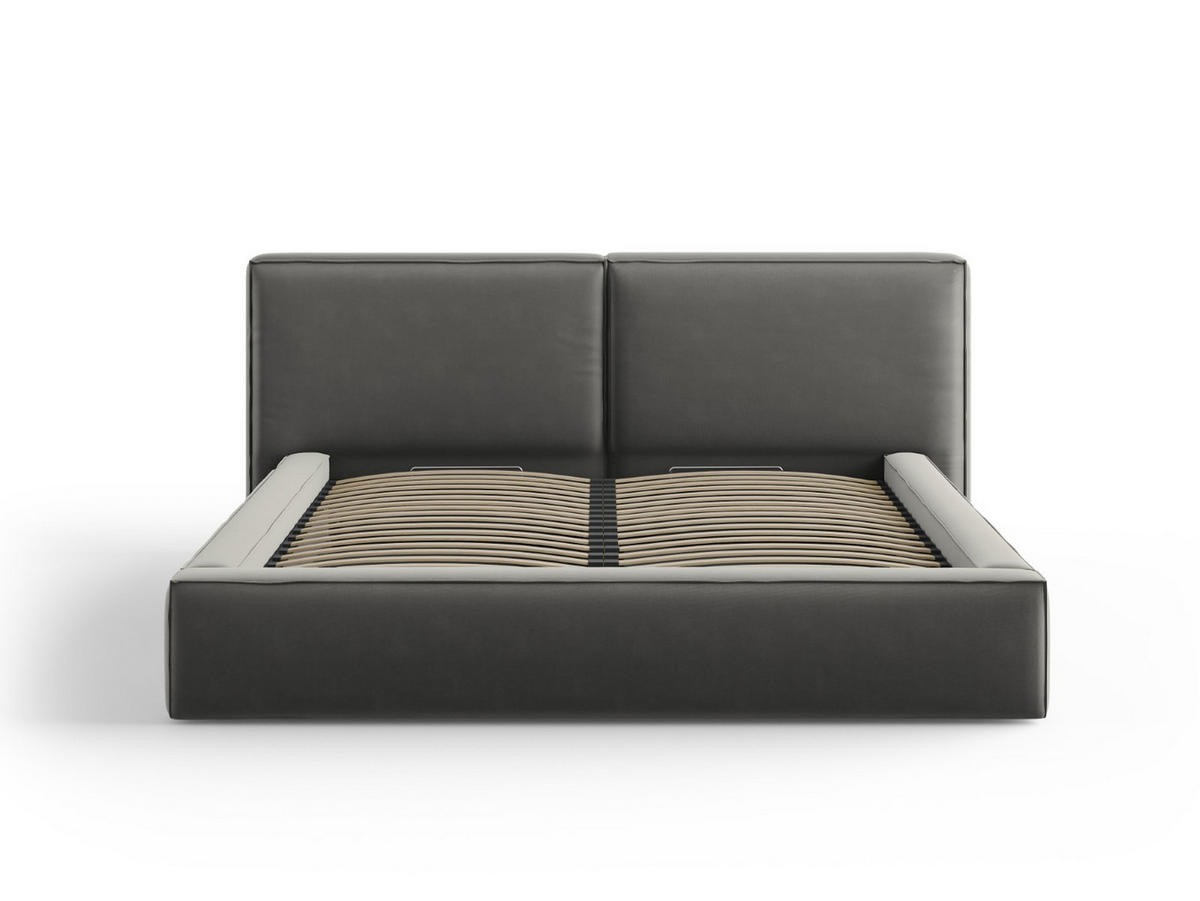 BETT mit Bettkasten und Kopfteil Jodie aus Samt hellgrau 180x200cm - Hellgrau, Textil (180/200cm) - Micadoni