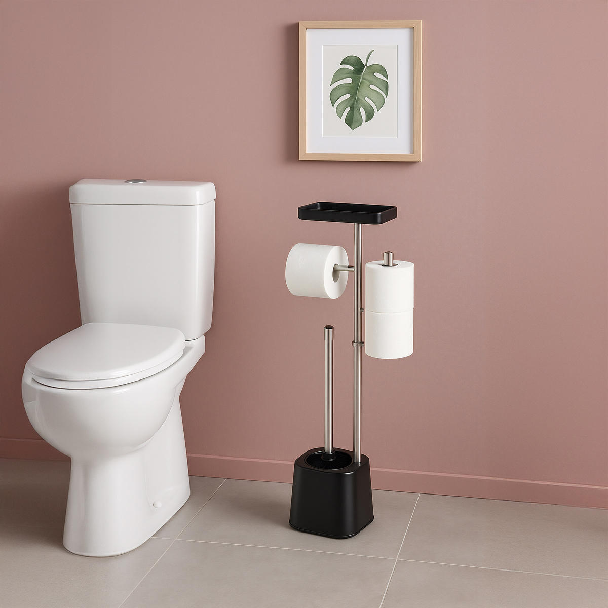 WC-GARNITUR - Schwarz, Kunststoff/Metall (29/65.5/11cm) - Relaxdays