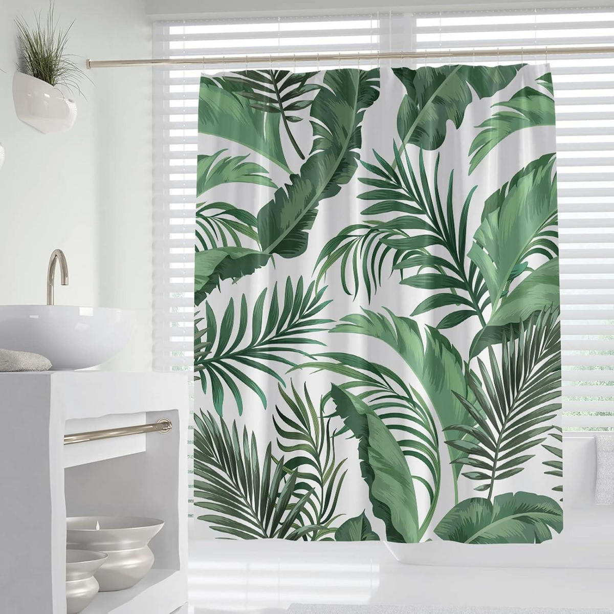 DUSCHVORHANG Grüne Blätter 180 x 180 cm - Grün, Textil (180/180cm)