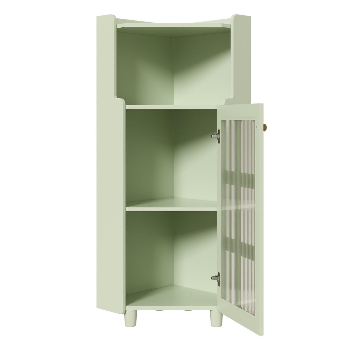 LED-ECKSCHRANK 63.5x16.5x124 cm Grün aus Spritzglas mit App-LED & 2-in-1 Stauraum - Grün, Holzwerkstoff (63.5/124/16.5cm) - Modfu