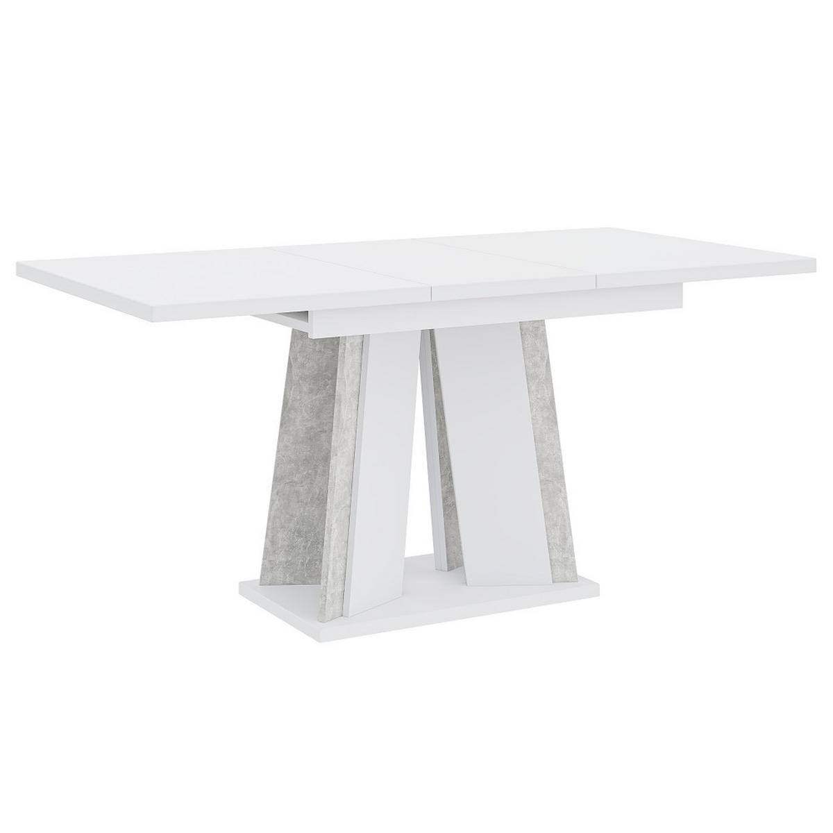 ESSTISCH Ausziehbar 120 - 160 cm Weiß und Grau Betonoptik - Weiß/Grau, Holzwerkstoff (120/80/75cm) - PROSPERO