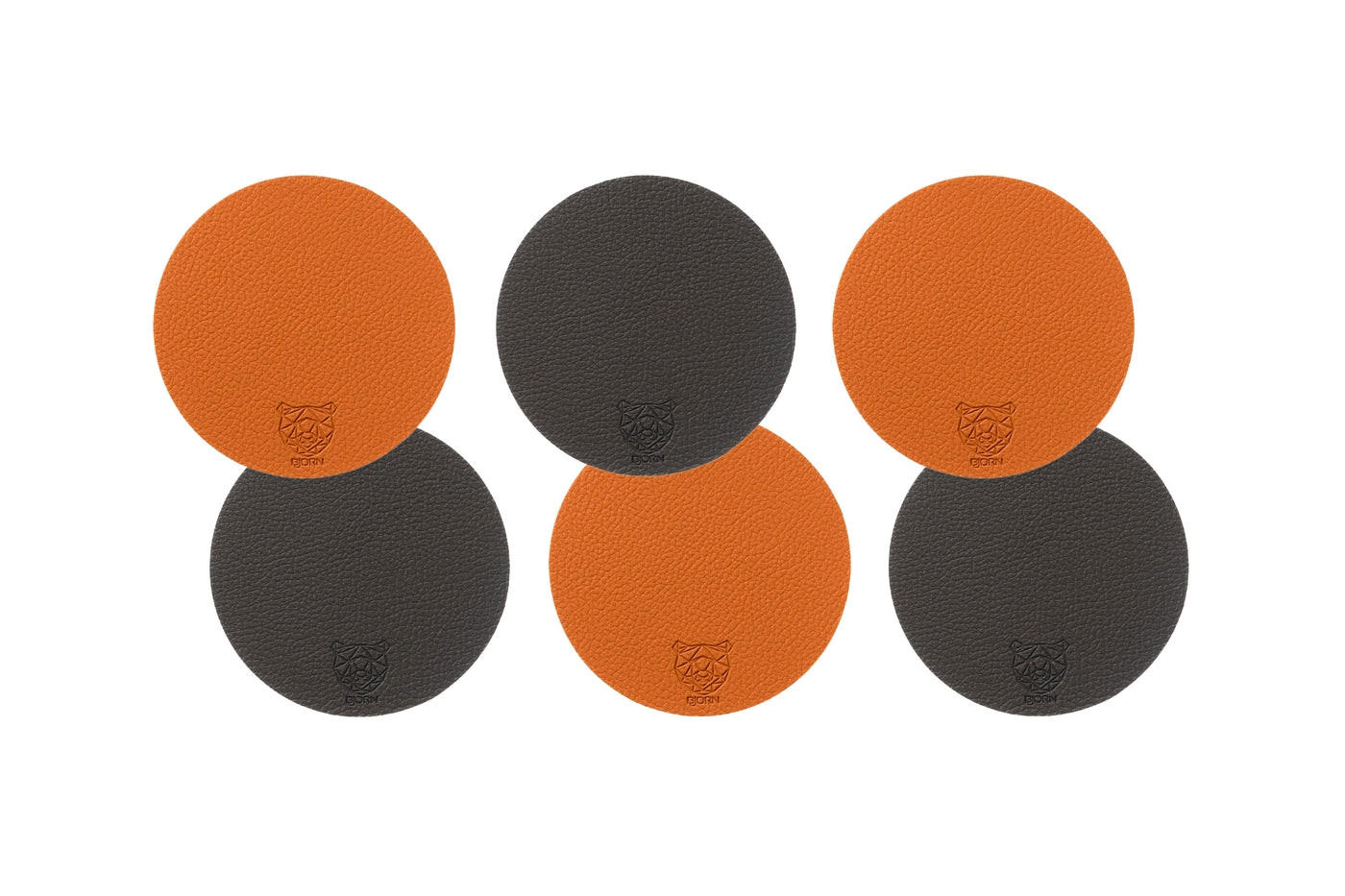 UNTERSETZER - 6er-Set - Recyceltes Leder in Orange und Schokolade - Orange, Textil (10/10cm) - Björn