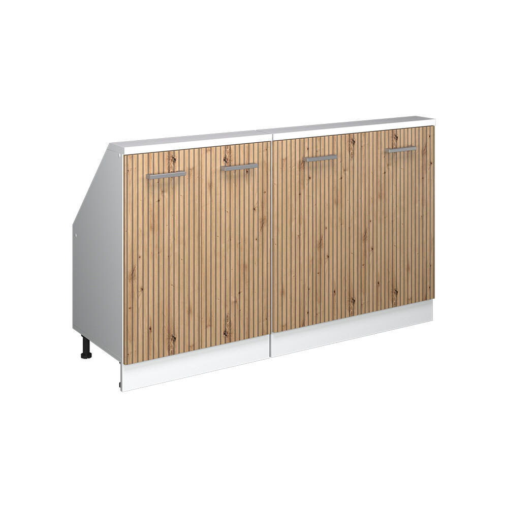 KÖKSSKÅP FÖR SLUTTANDE TAK R-Line Hantverks ek 140 cm Set om 2 Ek Artisan, Vit 83.8/140/46 cm