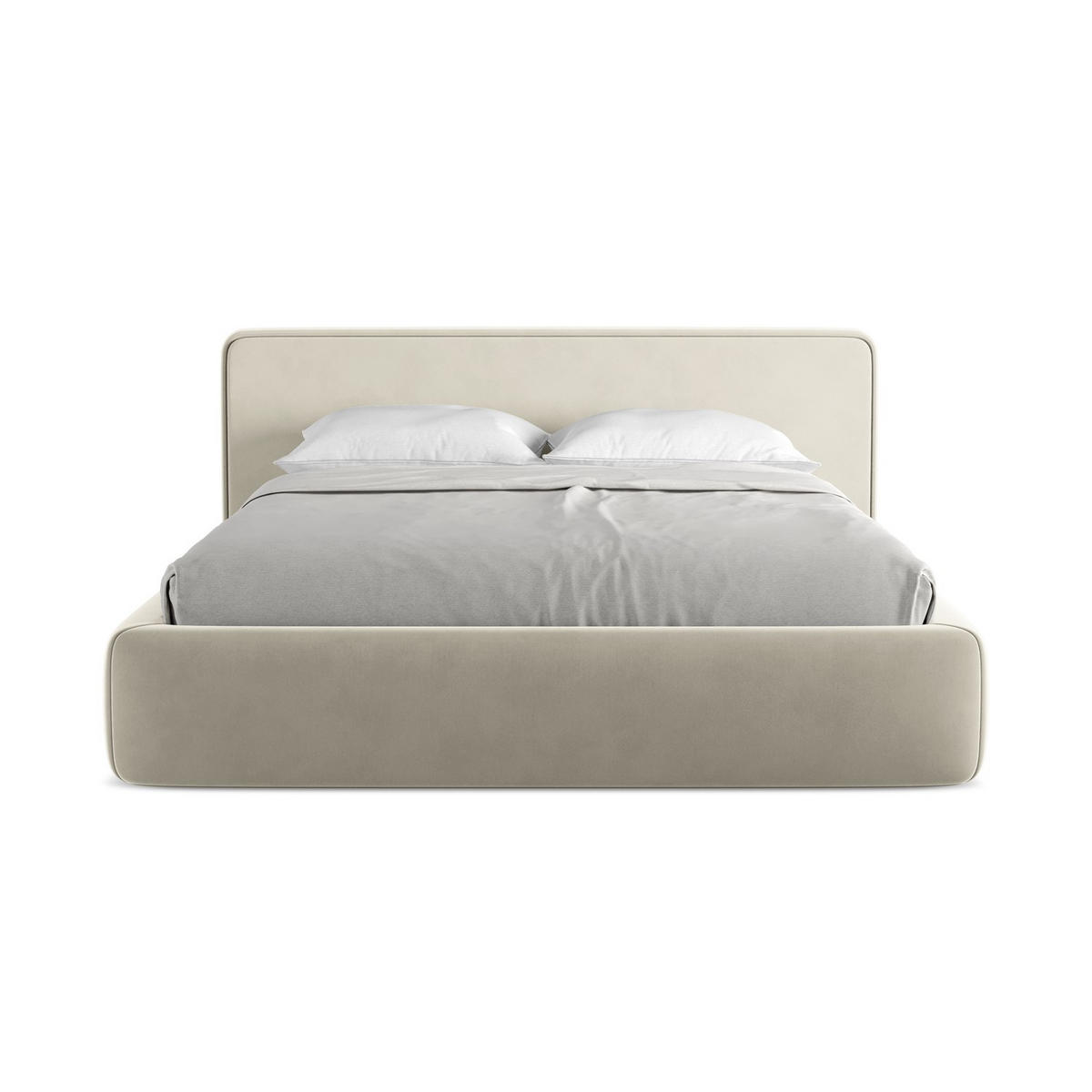 POLSTERBETT mit Bettkasten und Lattenrost 200x225 Creme - Perlmutt/Creme, Kunststoff/Textil (160/200cm) - LaMiaSofa