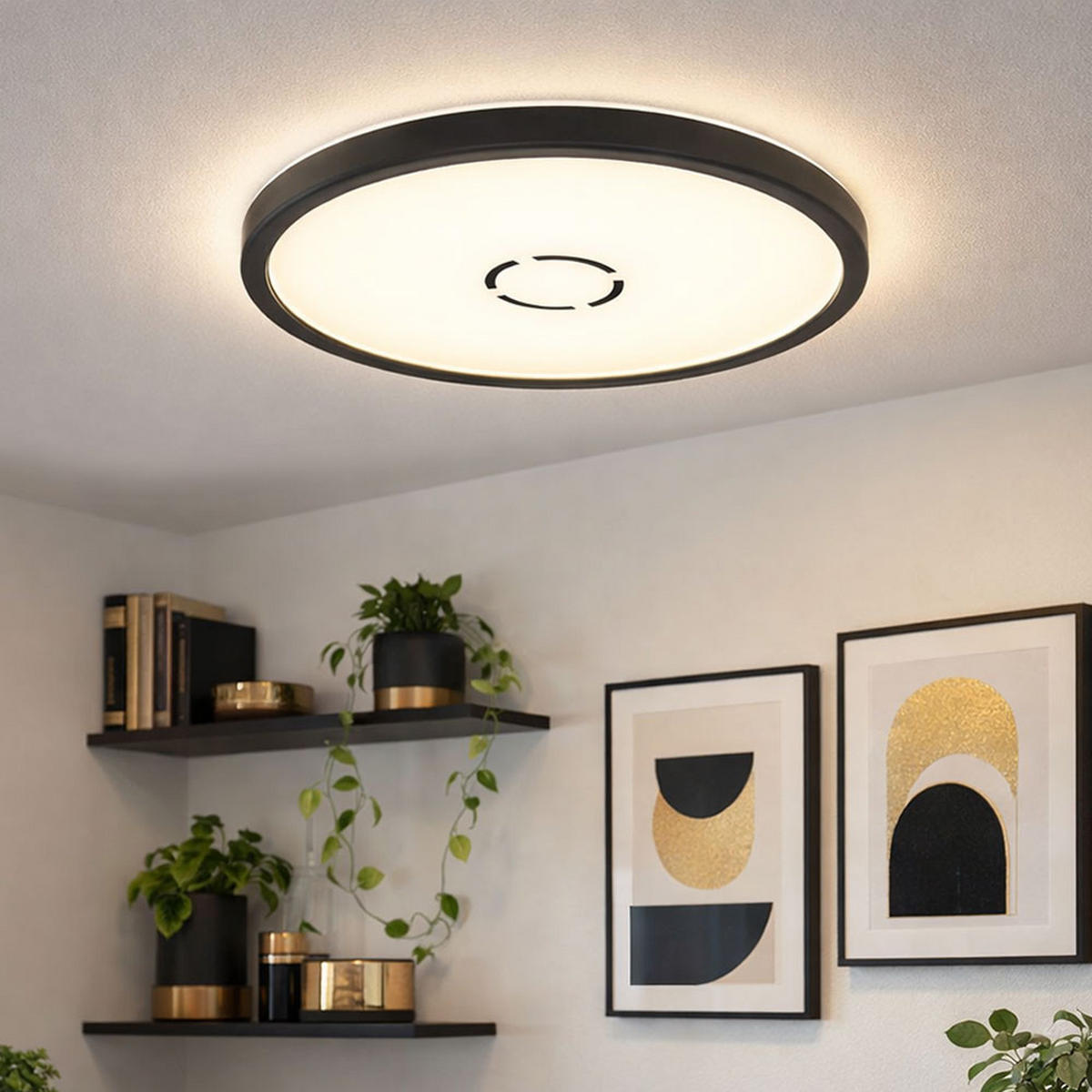 LED DECKENLEUCHTE Schwarz Backlight - Schwarz, Kunststoff (29.3/29.3/2.8cm) - Briloner