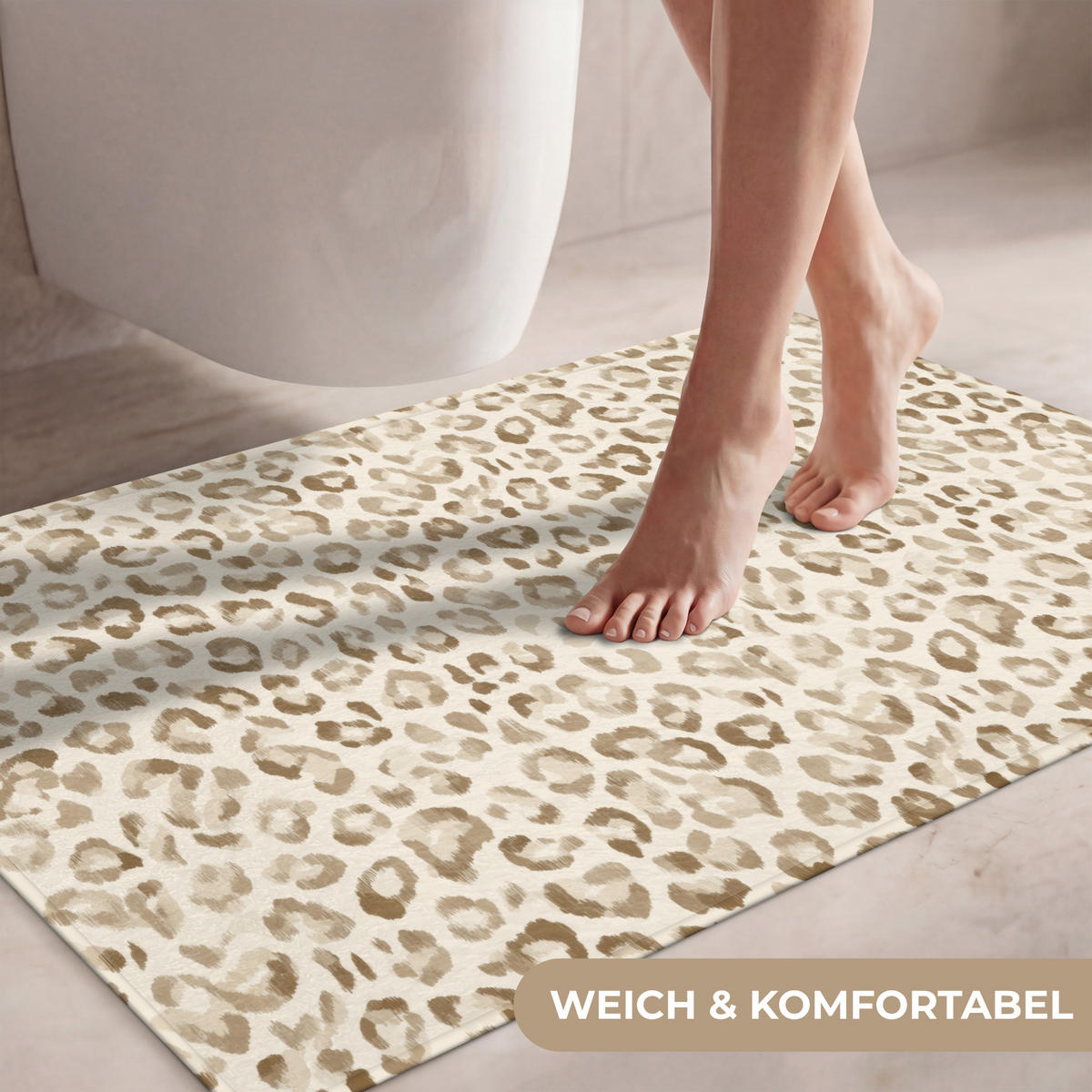 WC PŘEDLOŽKA Leopard - Classic - Béžová 90x60 cm - světle hnědá, textil/plast (90/1cm) - OnlyWow