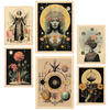 POSTER Set Mit 6 Mystischen Esoterischen A3 & A4 Rahmen Aus Hellem Holz - Beige, Papier (29/3cm) - Nacnic