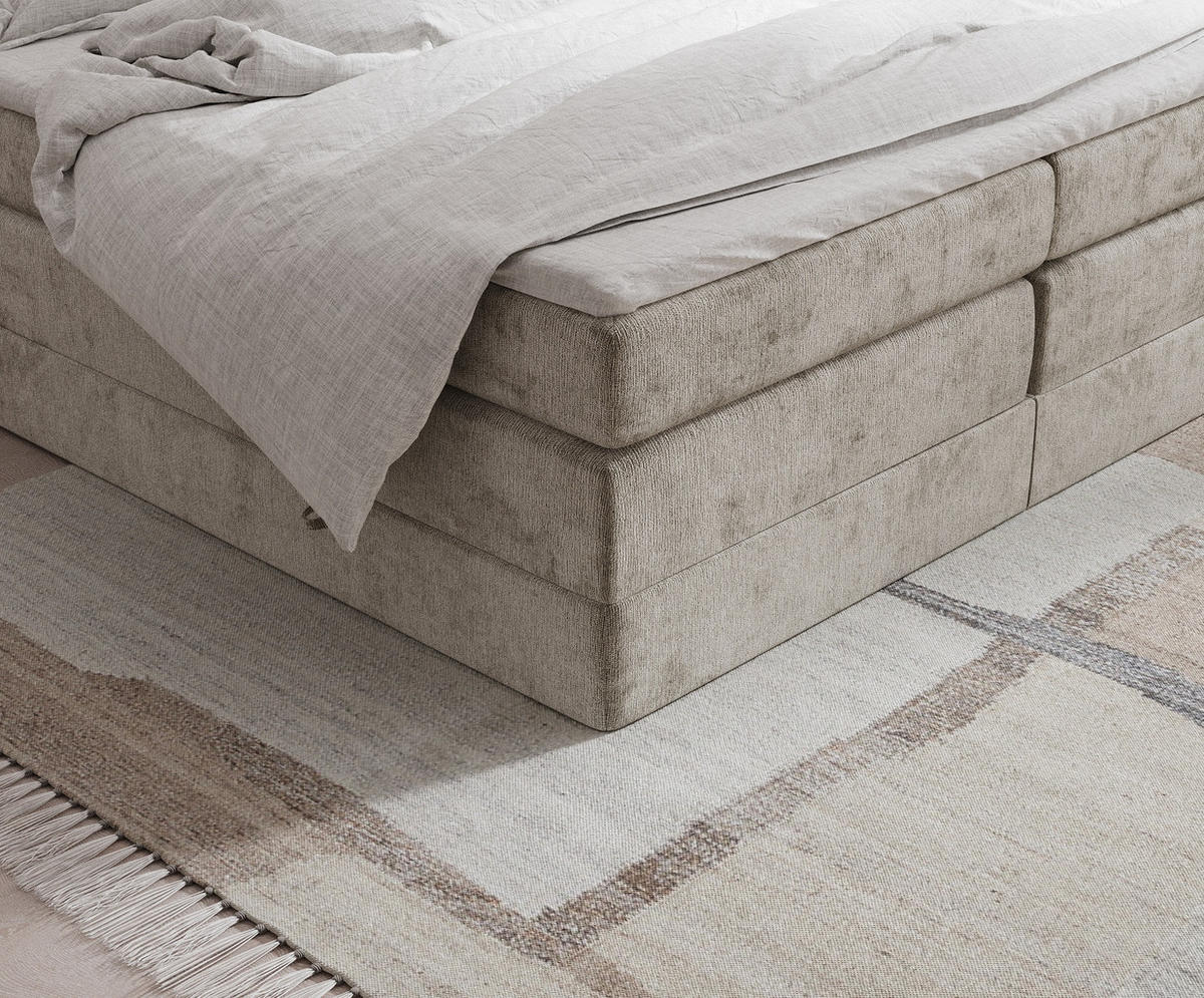 BOXSPRINGBETT Juniper Beige 200/200 cm - Beige/Schwarz, Holz/Holzwerkstoff (200/200cm) - Maison de Reve