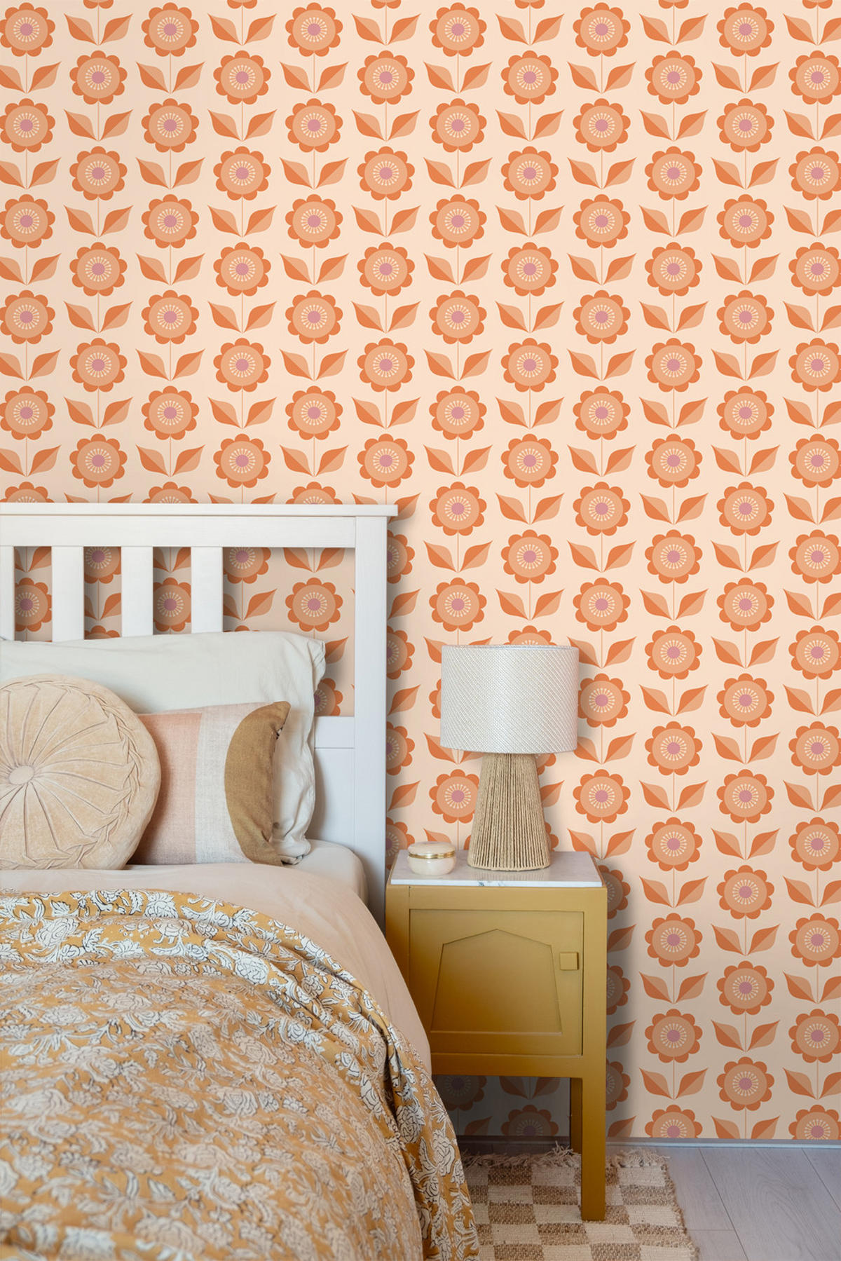 TAPETE Blumen 50 x 900 cm - Orange, Papier (50/900cm) - ESTAhome