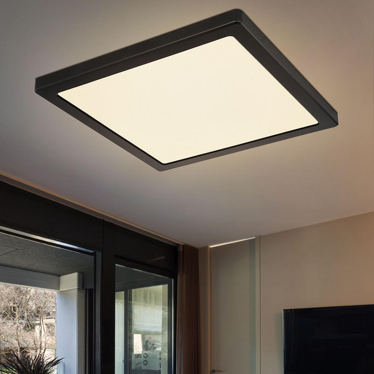 LED DECKENLEUCHTE Lasse Schwarz Weiß - Schwarz, Kunststoff (29.1/29.1/1.7cm) - Globo Lighting