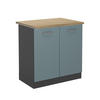 SPÜLENUNTERSCHRANK R-Line Blau-Grau 80 cm, AP Eiche - Anthrazit/Blaugrau, Holzwerkstoff (80/81.6/60cm) - Vicco