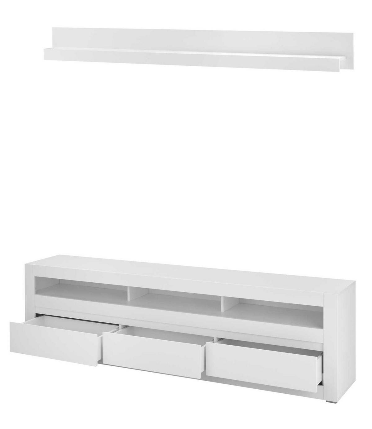 WOHNZIMMER-SET Wandboard weiß matt, Evoke Eiche, Set 2-teilig 217 cm - Eichefarben/Silberfarben, Holz/Holzwerkstoff (217/180/42cm) - Furn.Design