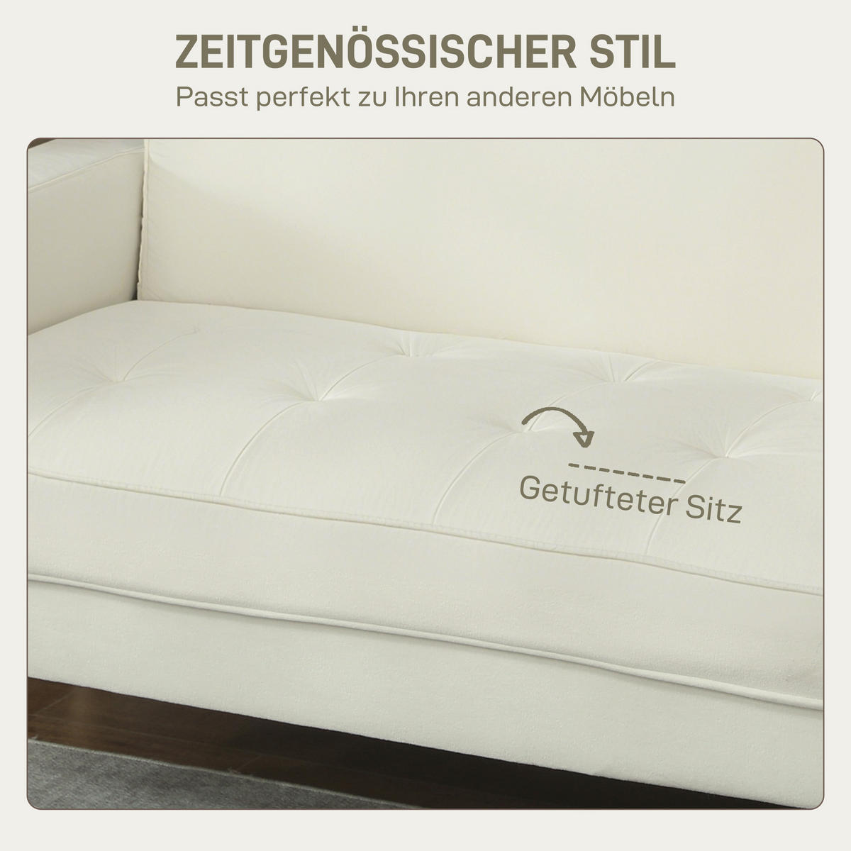 2-SITZER Sofa Creme 130.0/74.5/82.0 cm - Creme, Textil (74.5/82/130cm)
