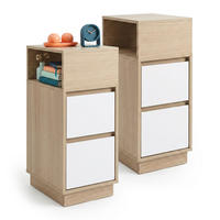 STOLÍK Biela drevodekor 2 zásuvky 2-dielny-Set - svetlohnedá, kompozitné drevo (24/64/30cm) - Relaxdays