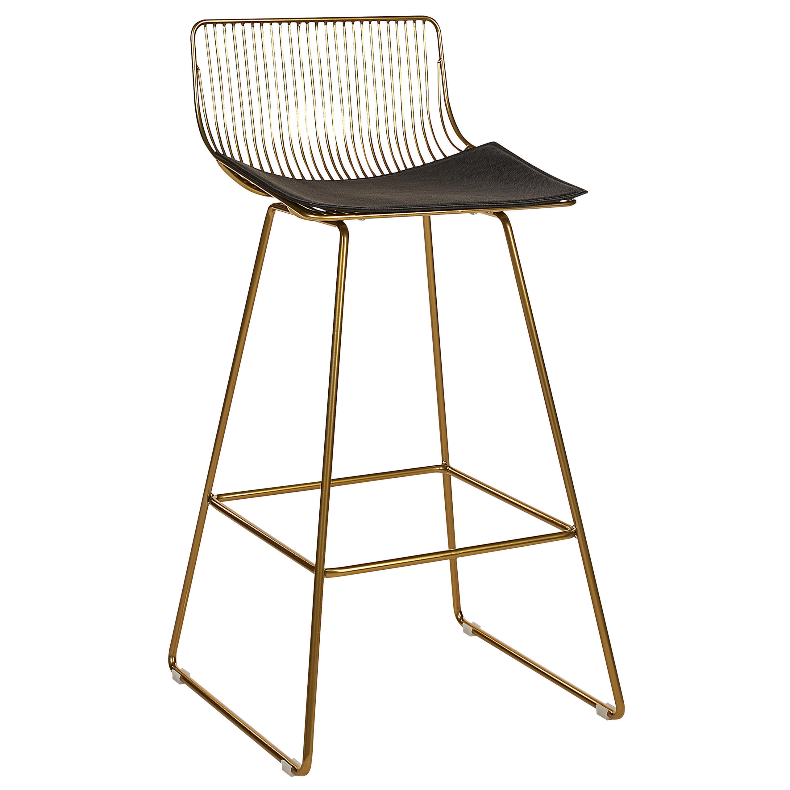 BARSTUHL 2er-Set Metall/Kunstleder gold Fredonia - Goldfarben/Schwarz, Metall (50/97/49cm) - Beliani