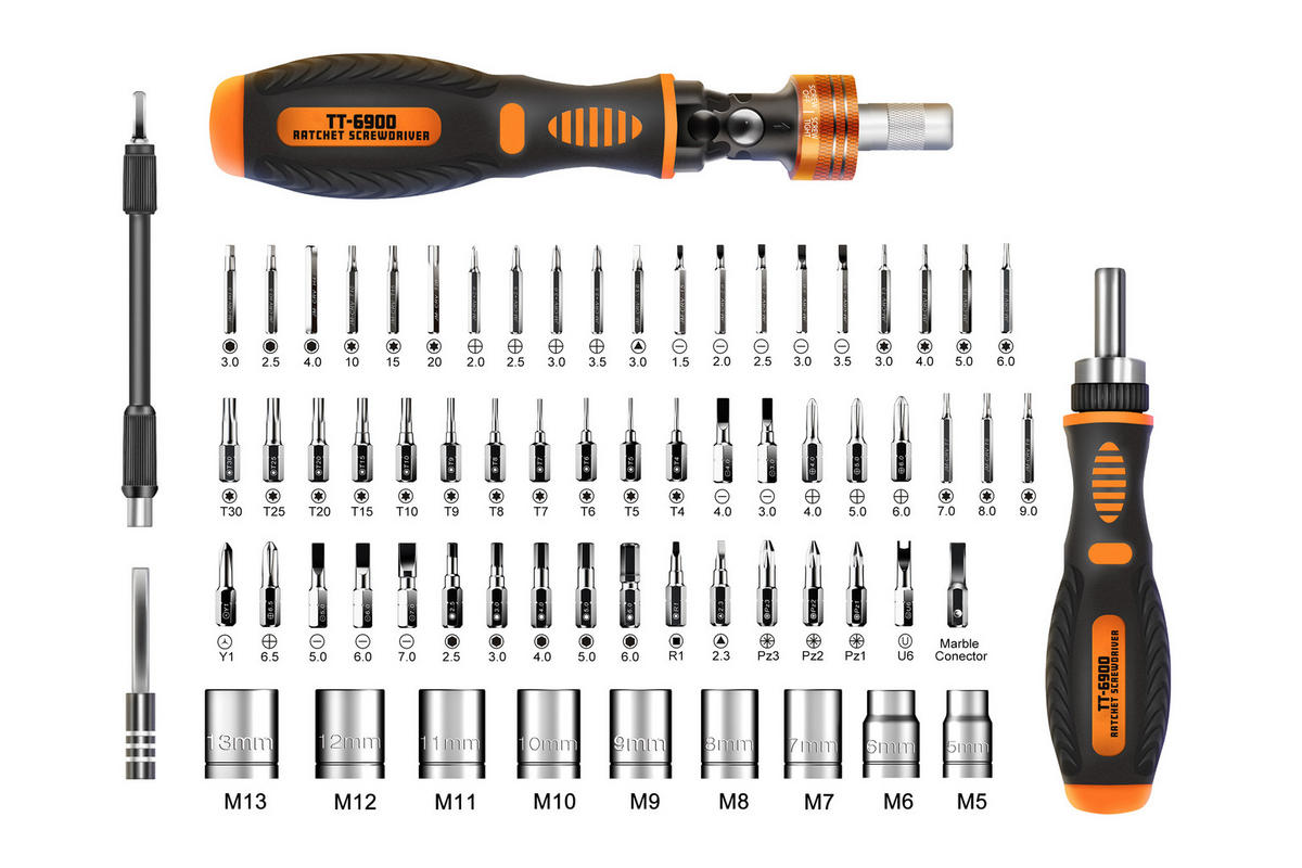 HANDWERKZEUG-SET Toman TT-6900-69-tlg - Orange, Metall (69/69cm) - Tesla