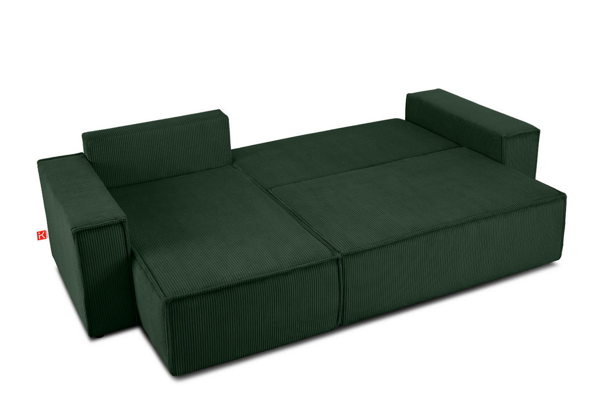 ECKSCHLAFSOFA NAPI Universal Links Rechts mit Bettkasten, Cord-Stoff, dunkelgrün - Dunkelgrün/Schwarz, Textil (262/148cm) - KONSIMO®