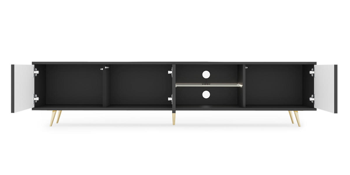 TV-SCHRANK Bello Schwarz Gold 175 cm - Schwarz, Holzwerkstoff (175/43.5/31.3cm) - Selsey