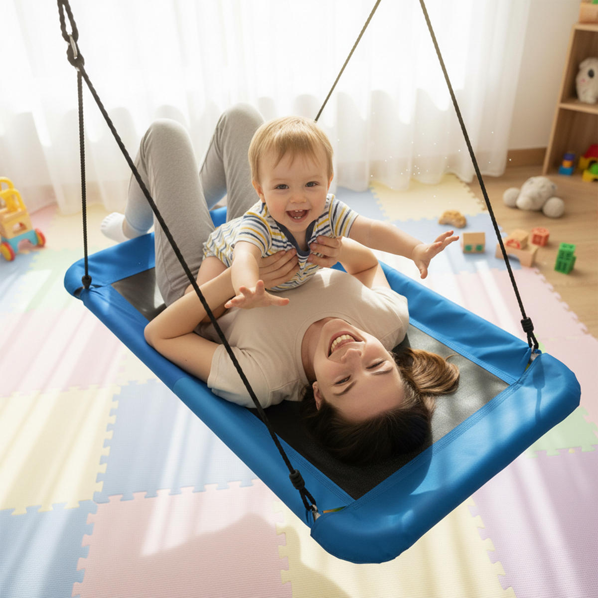 BOGUNGA blå rektangulär 150x80 cm - Blå, Plast/Metall (150/165/80cm) - Relaxdays