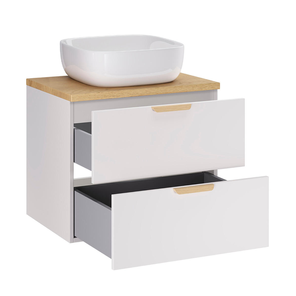 BADMÖBEL 60.6cm Oria 2er-Set Weiß - Weiß, Holzwerkstoff (60.6/50/46.5cm) - Petits-meubles