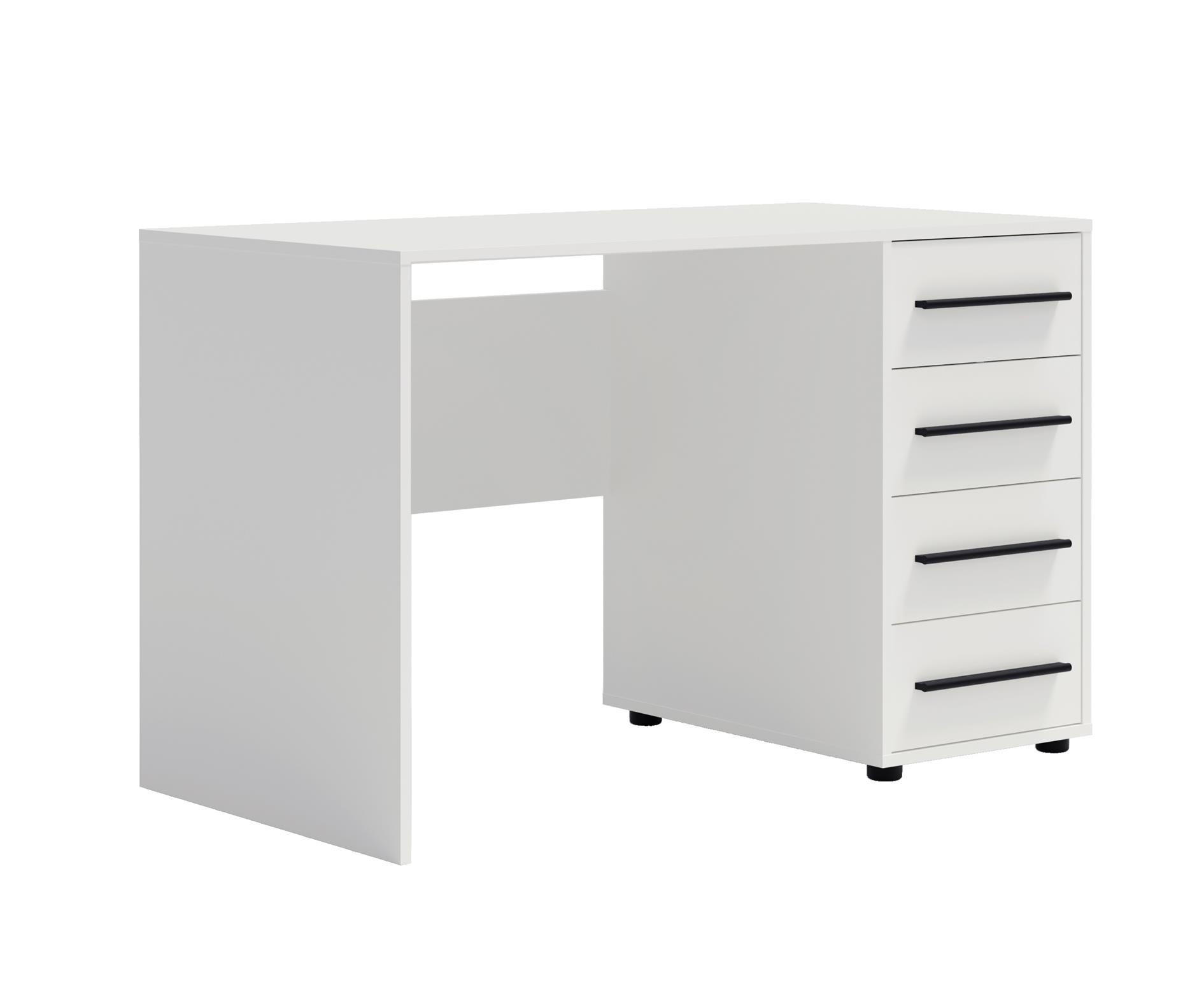 SCHREIBTISCH Maxivo Weiß, mit Schubladen - Schwarz/Weiß, Holzwerkstoff (60/120/75cm) - Bettso