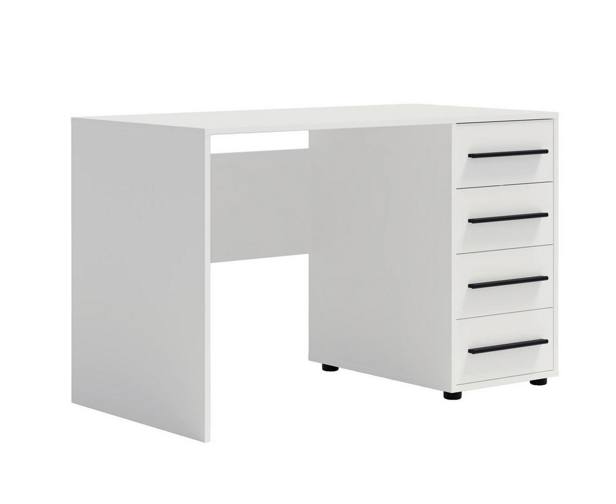 SCHREIBTISCH Maxivo Weiß, mit Schubladen - Schwarz/Weiß, Holzwerkstoff (60/120/75cm) - Bettso