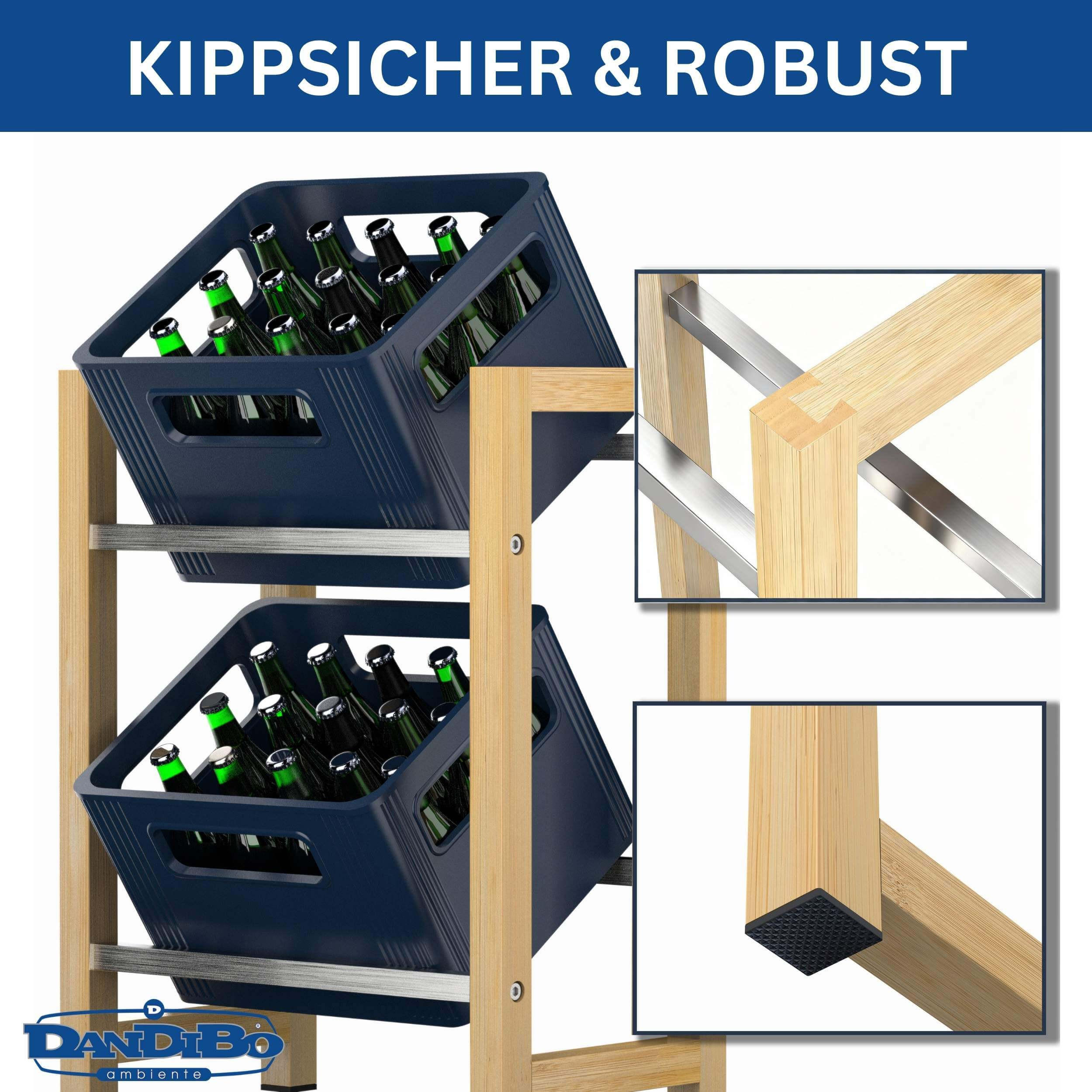 Thumbnail - DanDiBo Getränkekistenregal, Schwarz, Holz, 56x71x32 cm, Küchenzubehör, Flaschenträger