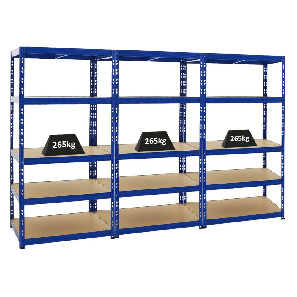 SCHWERLASTREGAL Tiger 3er-Set mit 3x 180x90x60 cm Fachlast 265 kg Blau - Blau, Metall (270/180/60cm) - PROREGAL