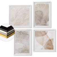 WANDBILDER 4er-Set - 50x50 cm & 40x60 cm Weißer Rahmen - Aquarellfarben, Boho-Texturen - Weiß, Kunststoff (50/50cm) - ArtPrintCave