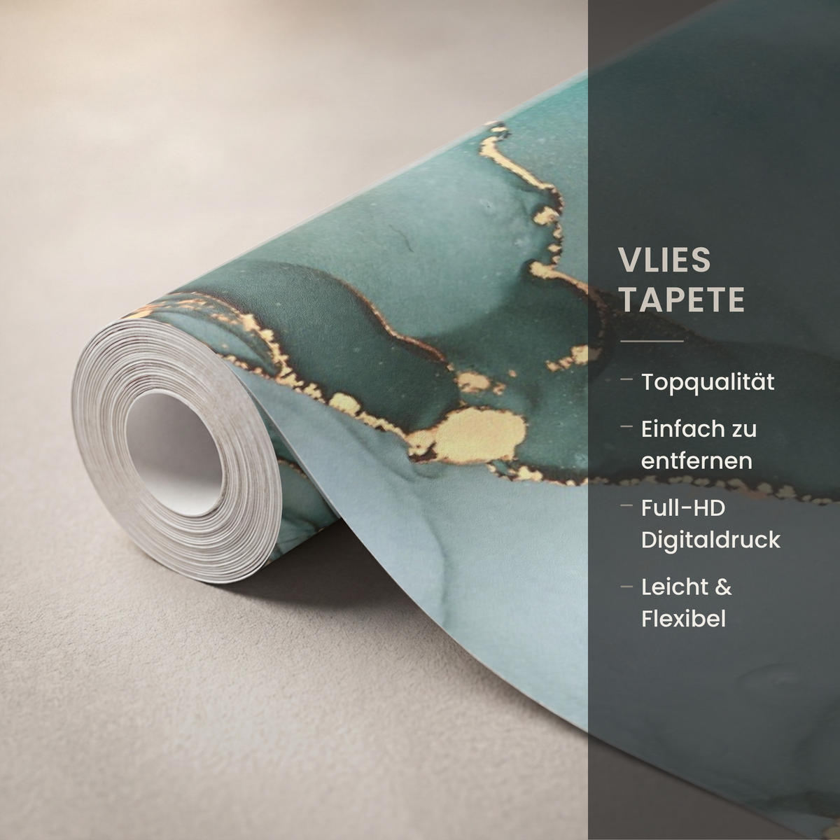 TAPETE - Gold - Marmor - Grün - Luxus - Marmoroptik - Grau - 160x220 cm - Grün, Papier (160/220cm) - OnlyWow
