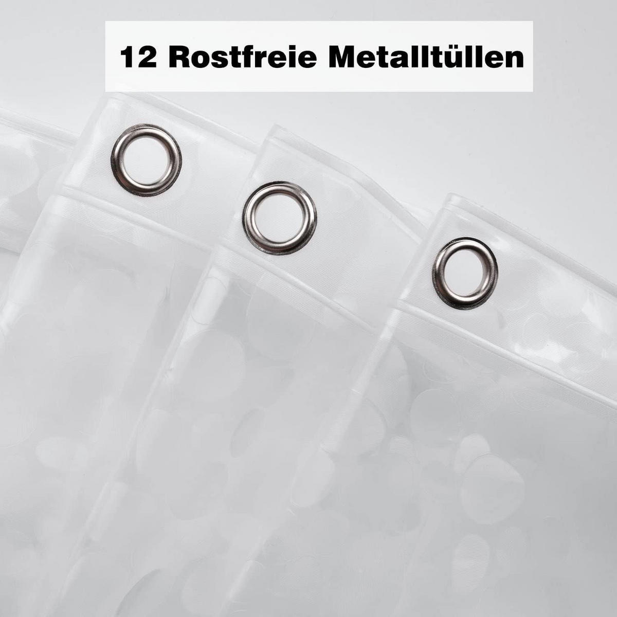 DUSCHVORHANG 180 x 210 cm 3D Steinmuster EVA Wasserdicht - Transparent, Kunststoff (180/210cm)